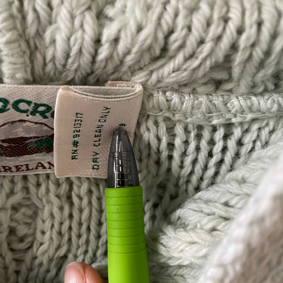 Aran Crafts Ireland 100% merino wool light green long zip up cardigan sweater S - Picture 13 of 13